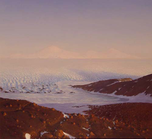 View of Ross Island Anarctica Oil Paintings David Rosenthal Antarctic Artist